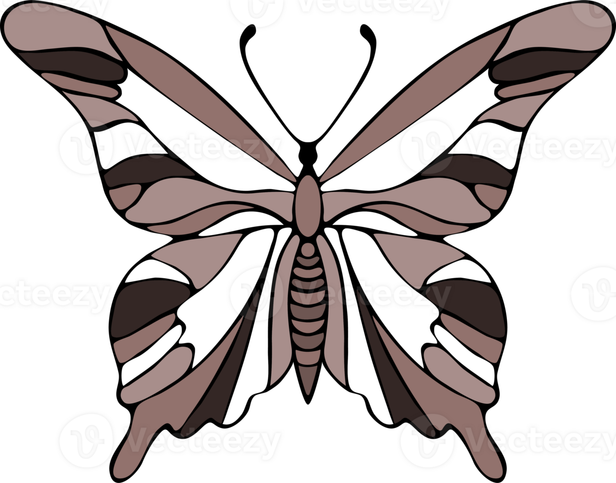 Chocolate butterfly hand sketch outline, . png