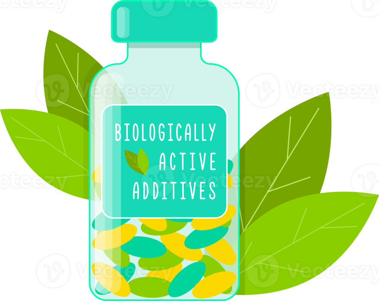 Bottle Biologically Active Additives BAA Dietary supplements, vitamins, antioxidant tablets, health capsules. png