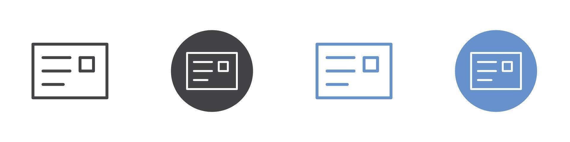 Id card icon Flat set in black and white color vector
