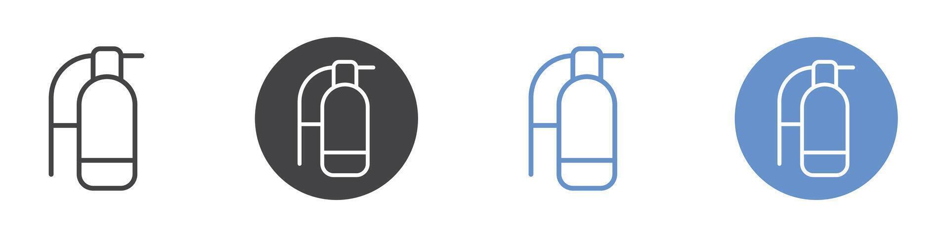 Fire extinguisher icon Flat set in black and white color vector