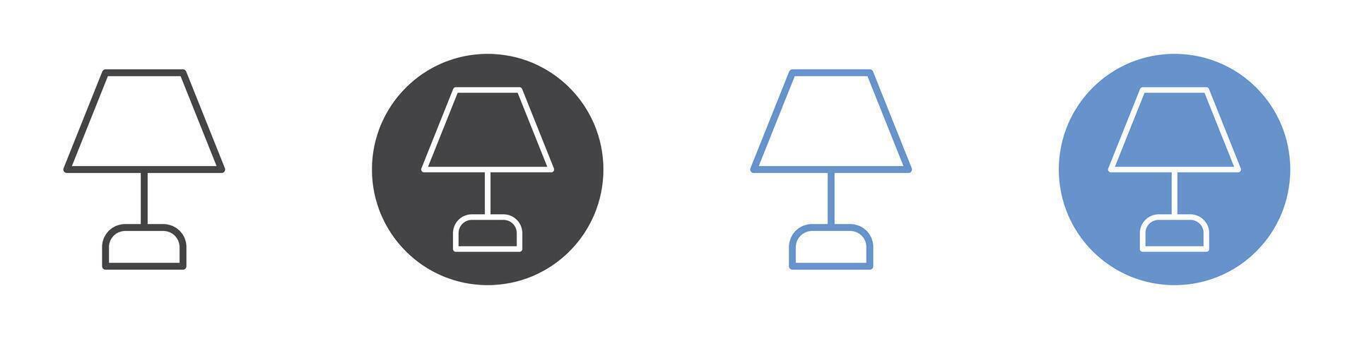Lamp icon Flat set in black and white color vector
