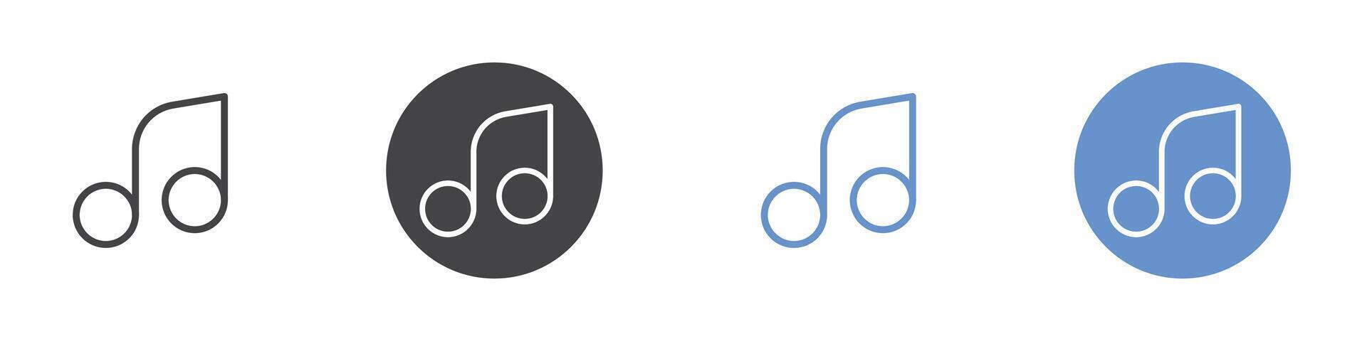 Music icon Flat set in black and white color vector