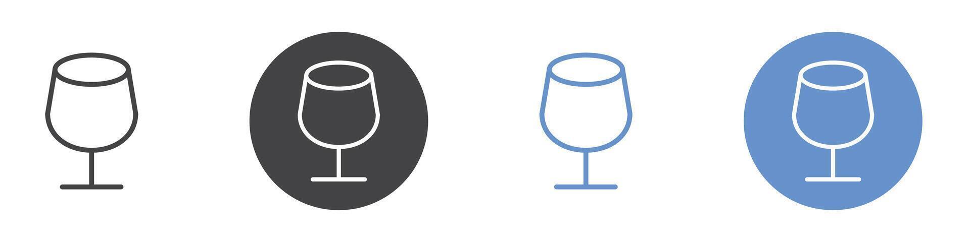 Glass icon Flat set in black and white color vector