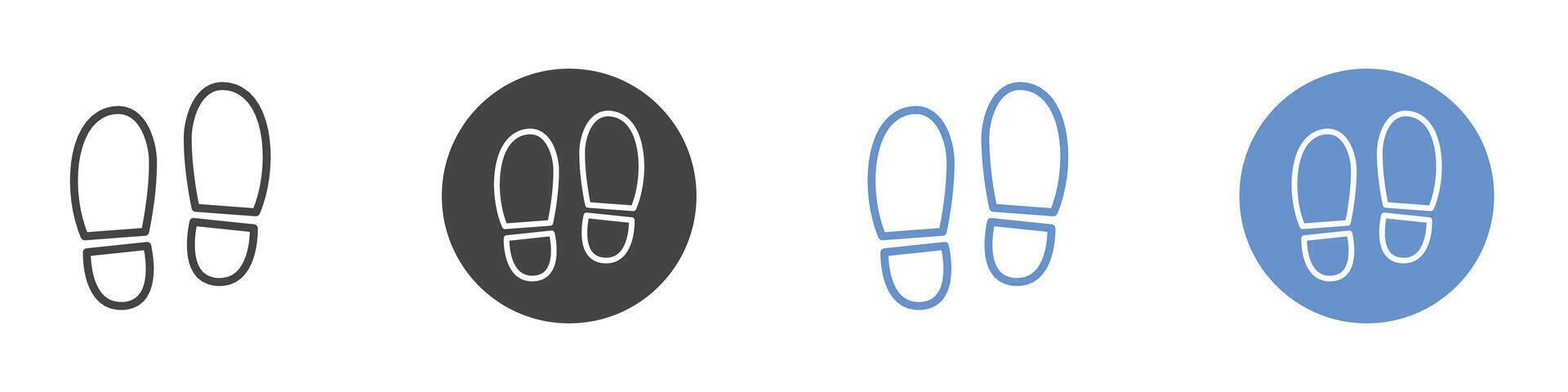 Footprint icon Flat set in black and white color vector