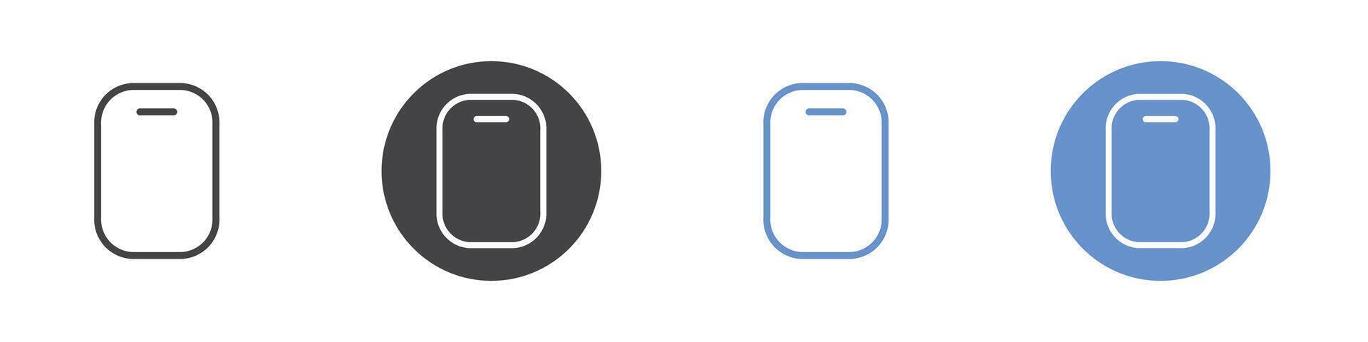 Mobile icon Flat set in black and white color vector