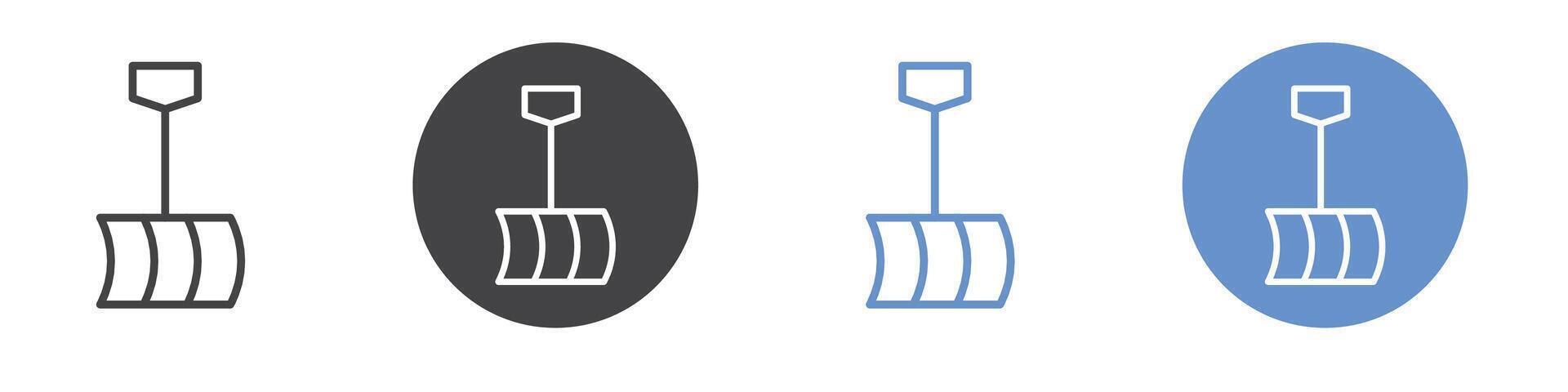 Winter shovel icon Flat set in black and white color vector
