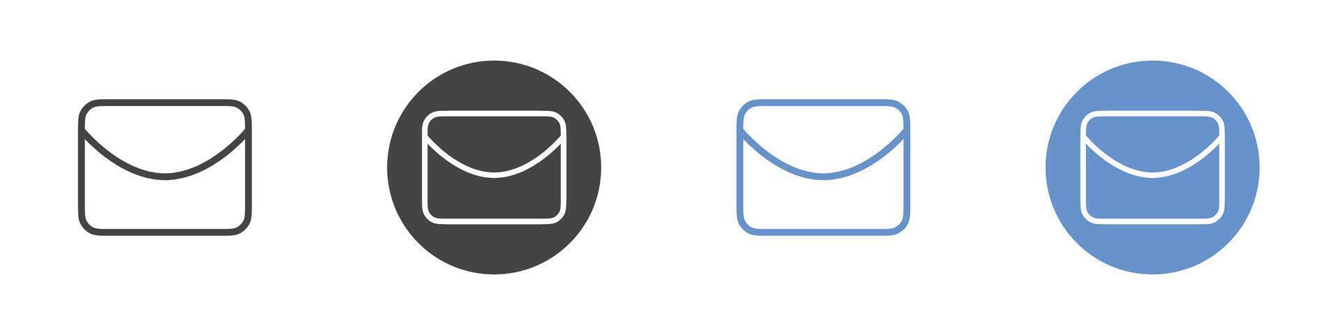 Mail icon Flat set in black and white color vector