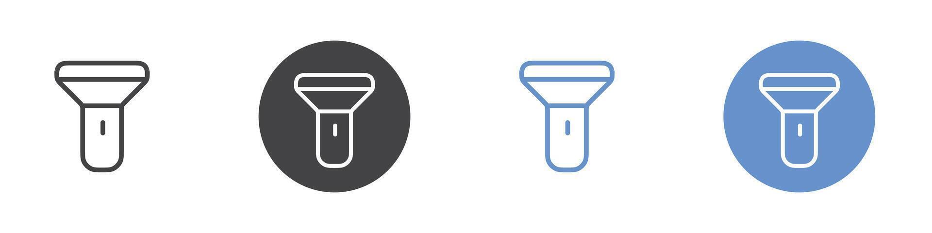 Flashlight icon Flat set in black and white color vector