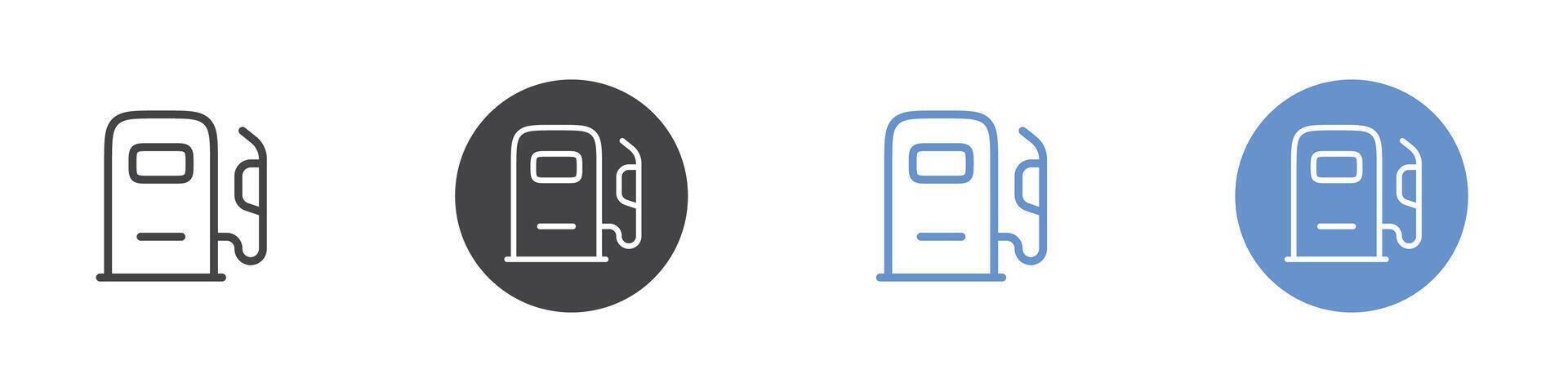 Gas station icon Flat set in black and white color vector