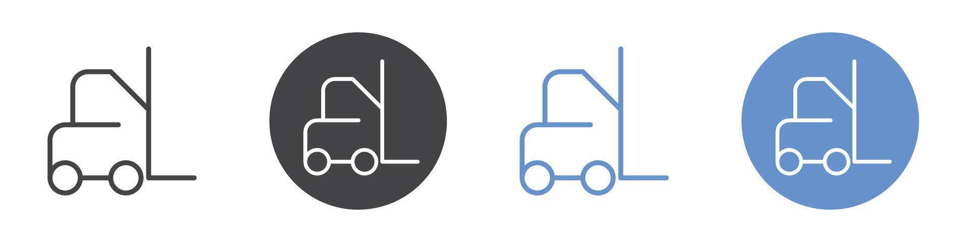 Forklift icon Flat set in black and white color vector