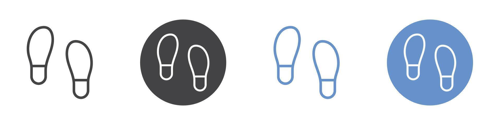 Footstep icon Flat set in black and white color vector