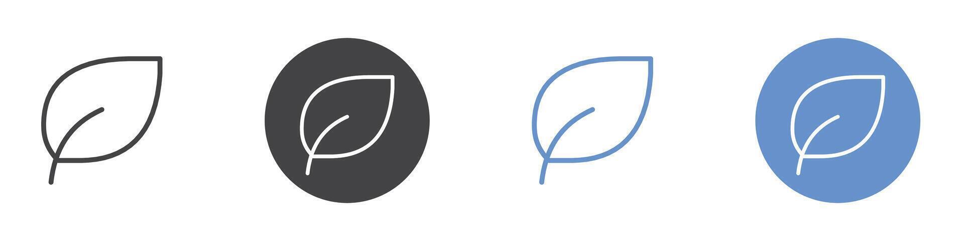 Leaf icon Flat set in black and white color vector