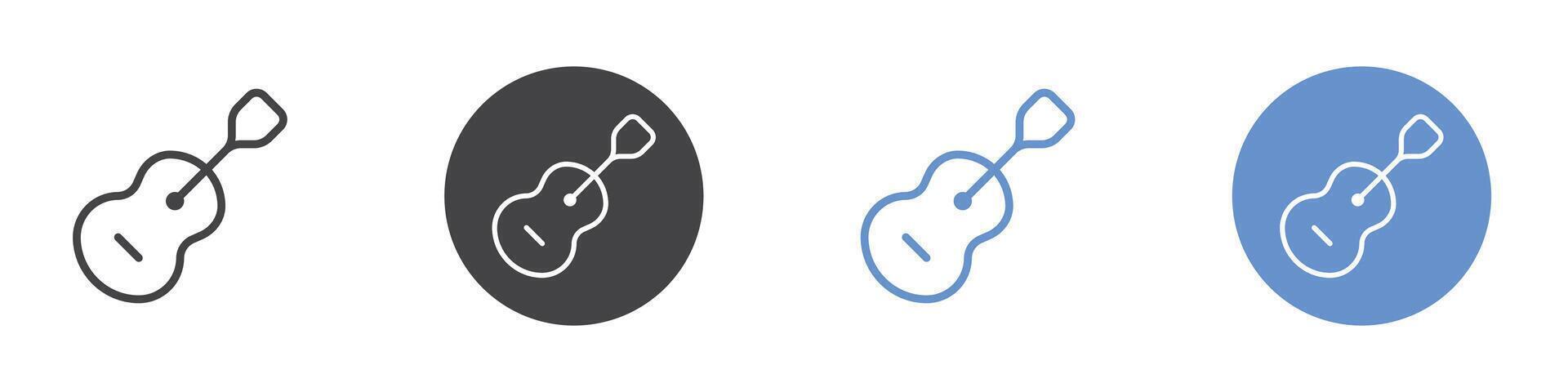 Guitar icon Flat set in black and white color vector