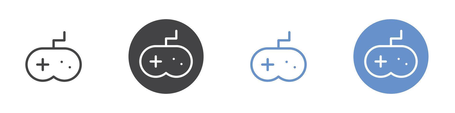 Gaming pad icon Flat set in black and white color vector