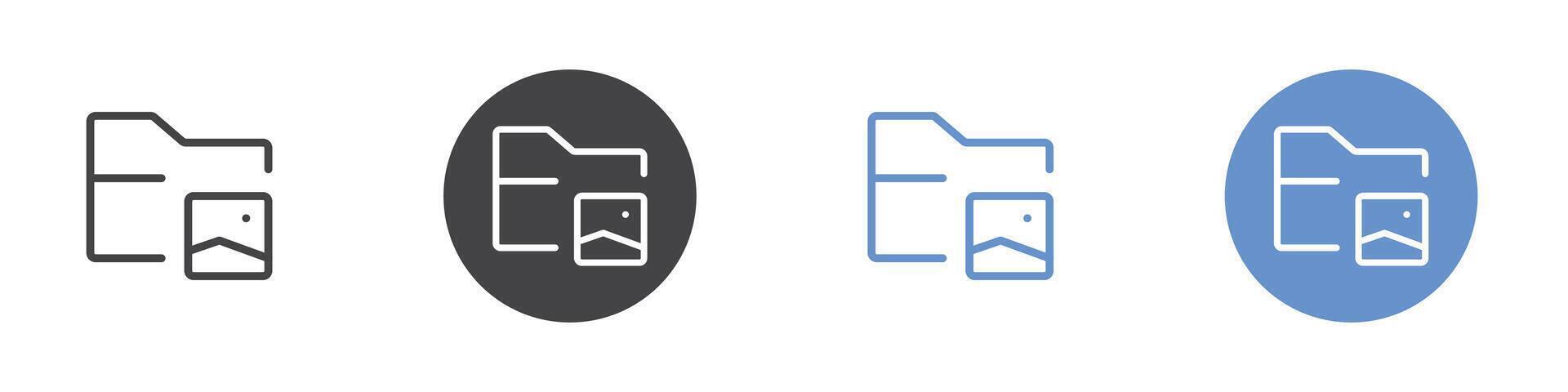 Image folder icon Flat set in black and white color vector