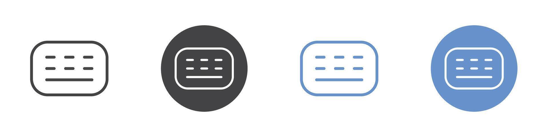 Keyboard icon Flat set in black and white color vector