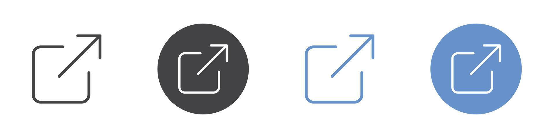 External link icon Flat set in black and white color vector
