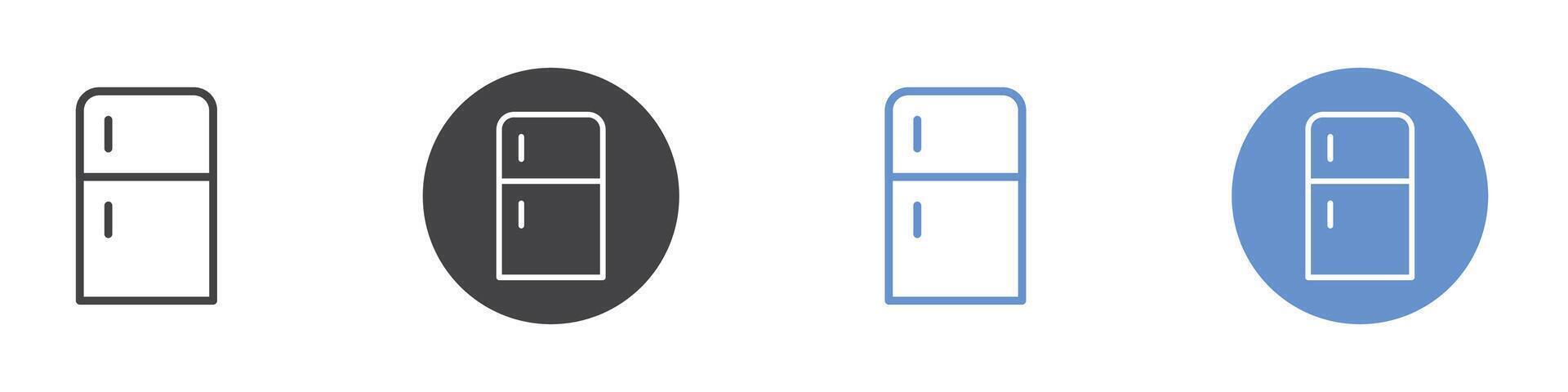 Fridge icon Flat set in black and white color vector