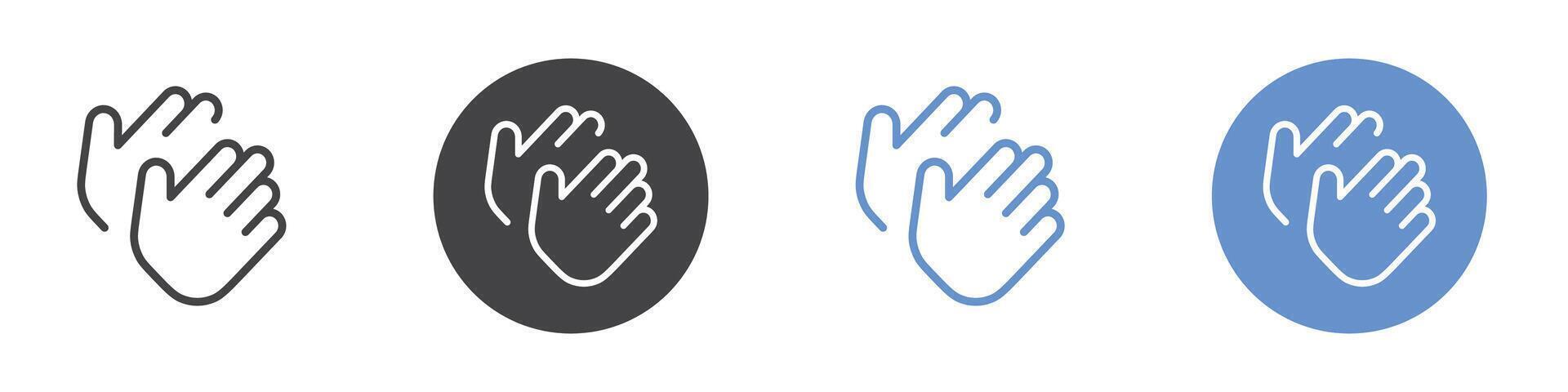 Clapping icon Flat set in black and white color vector