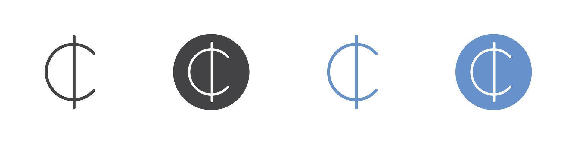 Cedi icon Flat set in black and white color vector