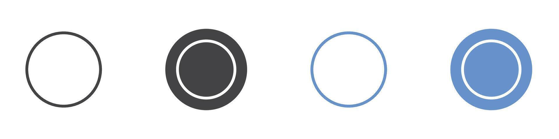 Circle icon Flat set in black and white color vector