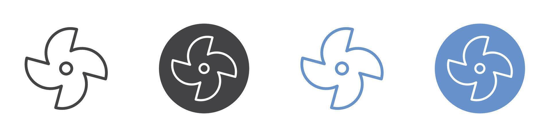 Fan icon Flat set in black and white color vector