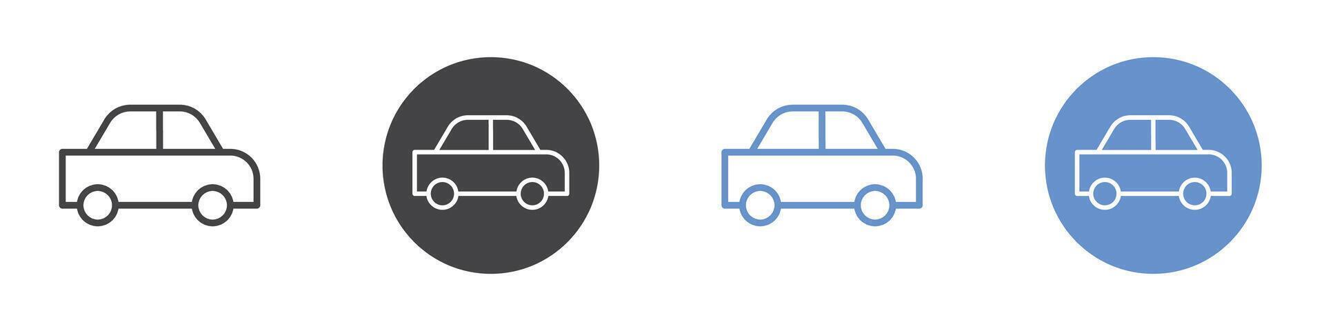 Car icon Flat set in black and white color vector