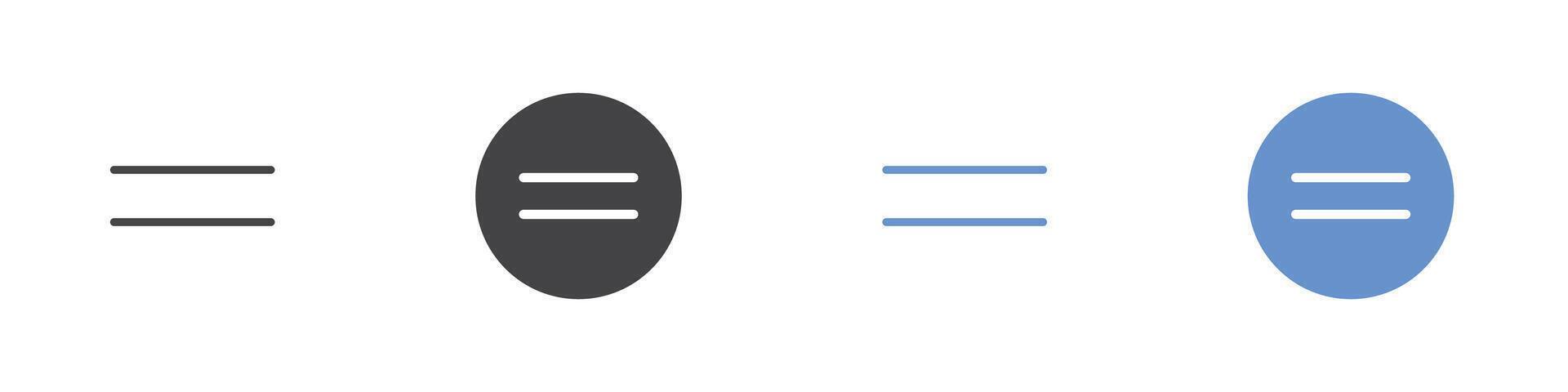 Equal icon Flat set in black and white color vector