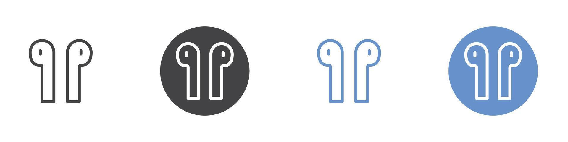 Airpods icon Flat set in black and white color vector