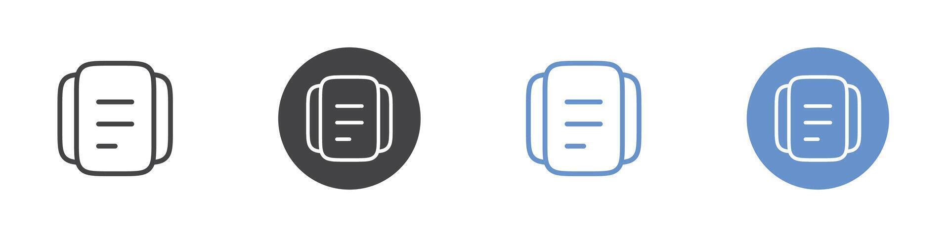 Documents icon Flat set in black and white color vector