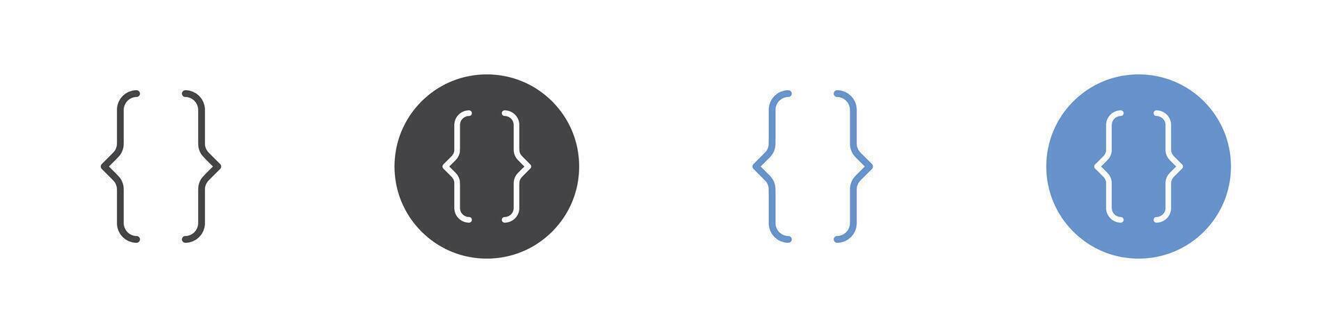 Curly bracket icon Flat set in black and white color vector