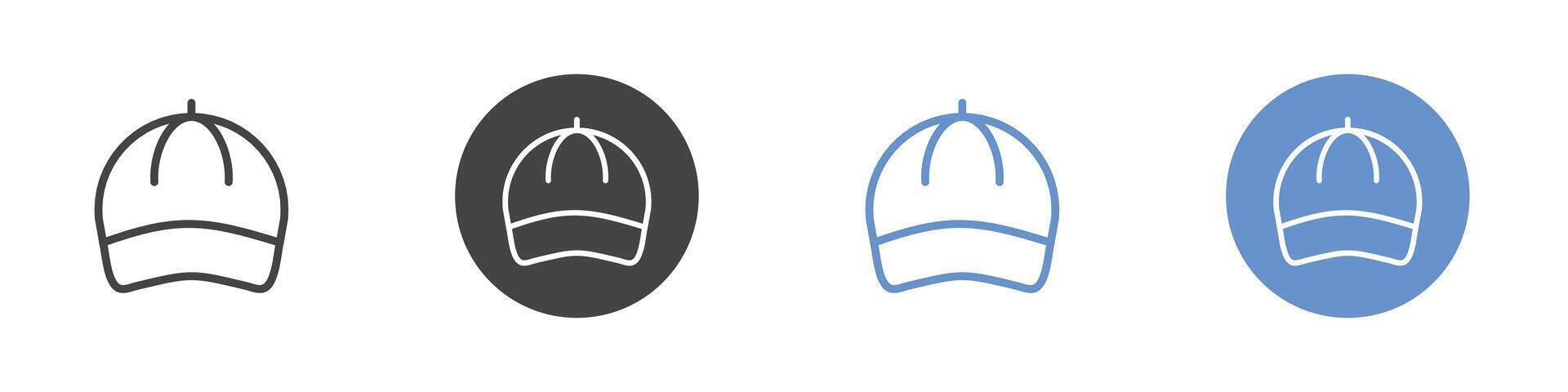 Cap icon Flat set in black and white color vector