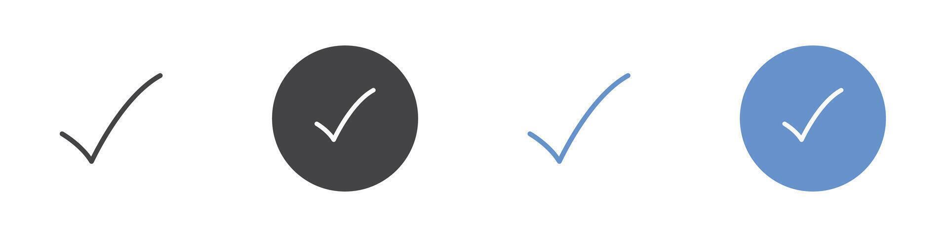 Checkmark icon Flat set in black and white color vector