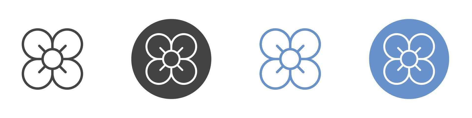 Flower icon Flat set in black and white color vector