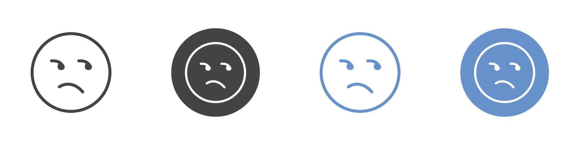 Displeased icon Flat set in black and white color vector