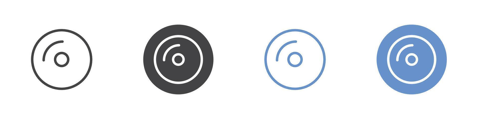 Compact disk icon Flat set in black and white color vector