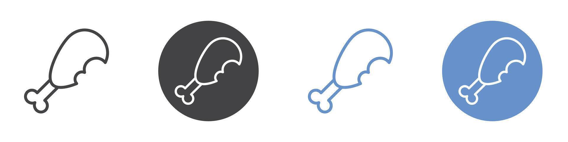 Chicken leg icon Flat set in black and white color vector