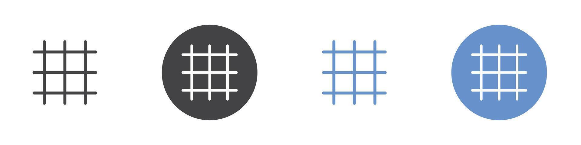 Grid icon Flat set in black and white color vector