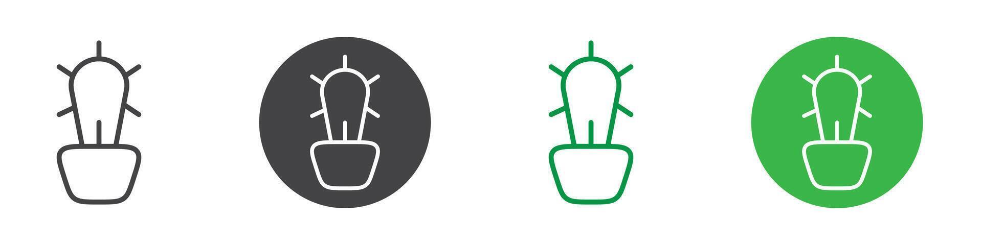 Cactus icon Flat set in black and white color vector