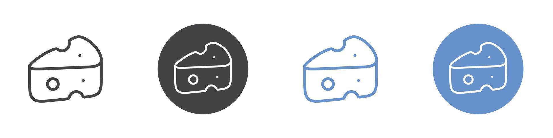 Cheese icon Flat set in black and white color vector