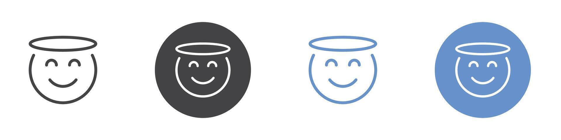 Angel emoji icon Flat set in black and white color vector