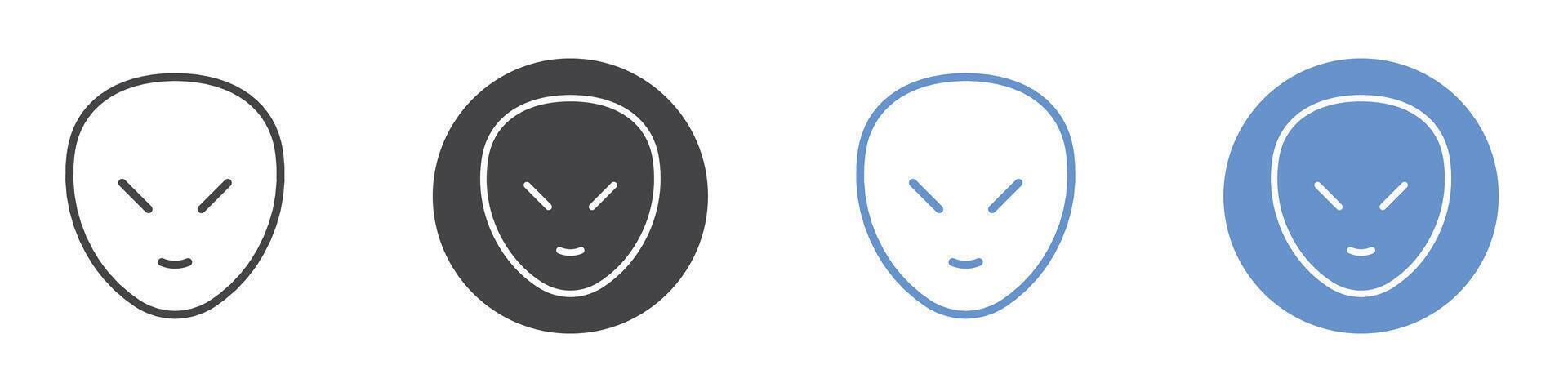 Alien icon Flat set in black and white color vector