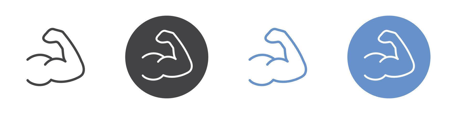 Arm icon Flat set in black and white color vector