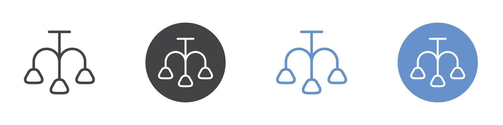 candelier icon Flat set in black and white color vector
