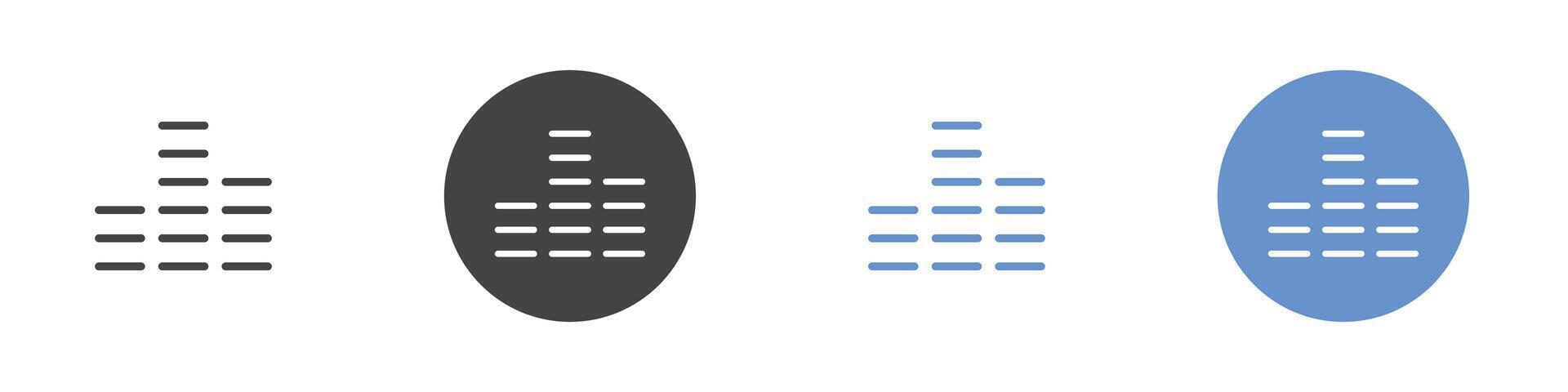 Audio lines icon Flat set in black and white color vector