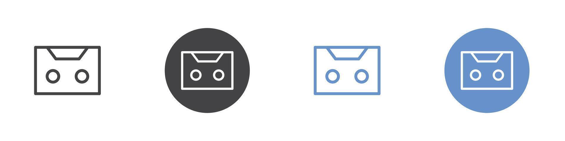 Audio Cassette icon Flat set in black and white color vector