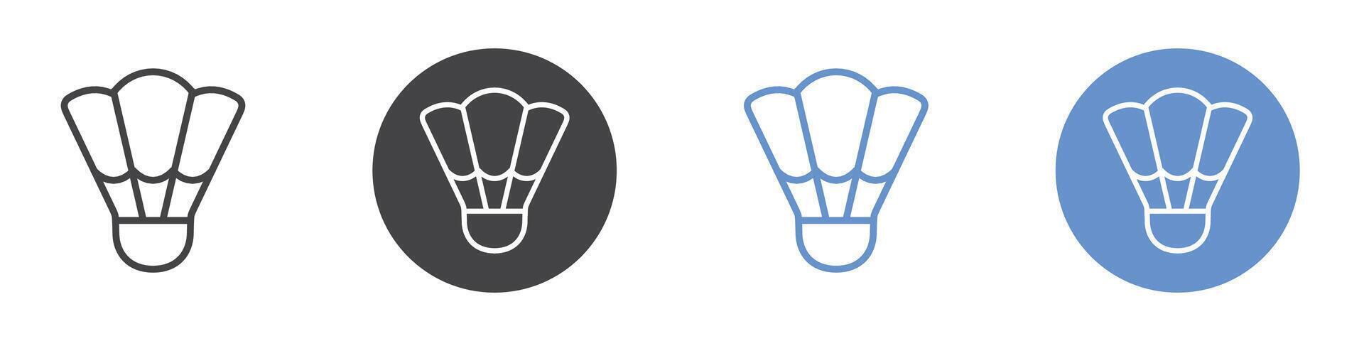 Badminton shuttle icon Flat set in black and white color vector