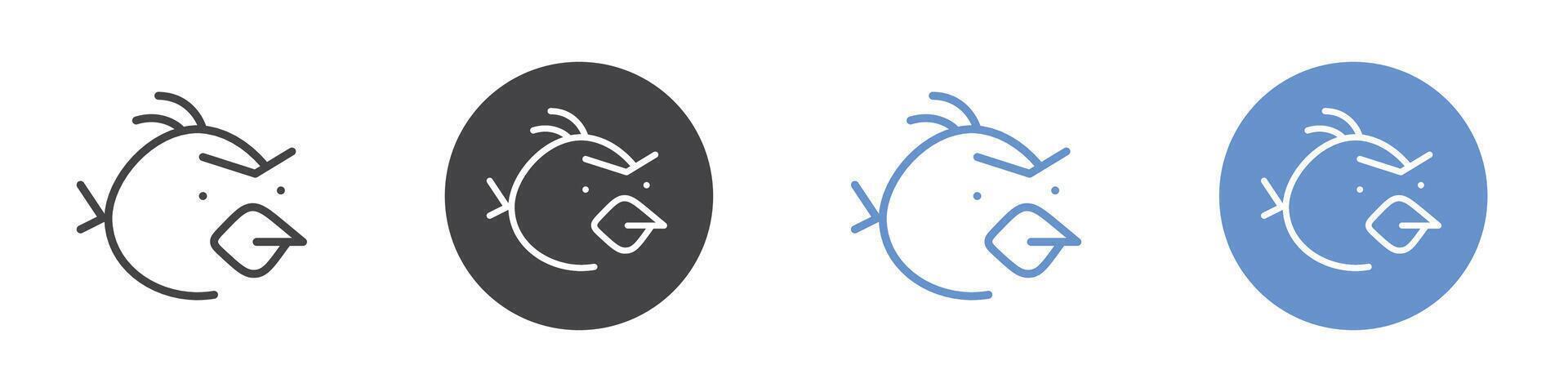 Angry bird icon Flat set in black and white color vector