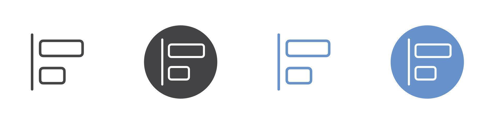 Align icon Flat set in black and white color vector