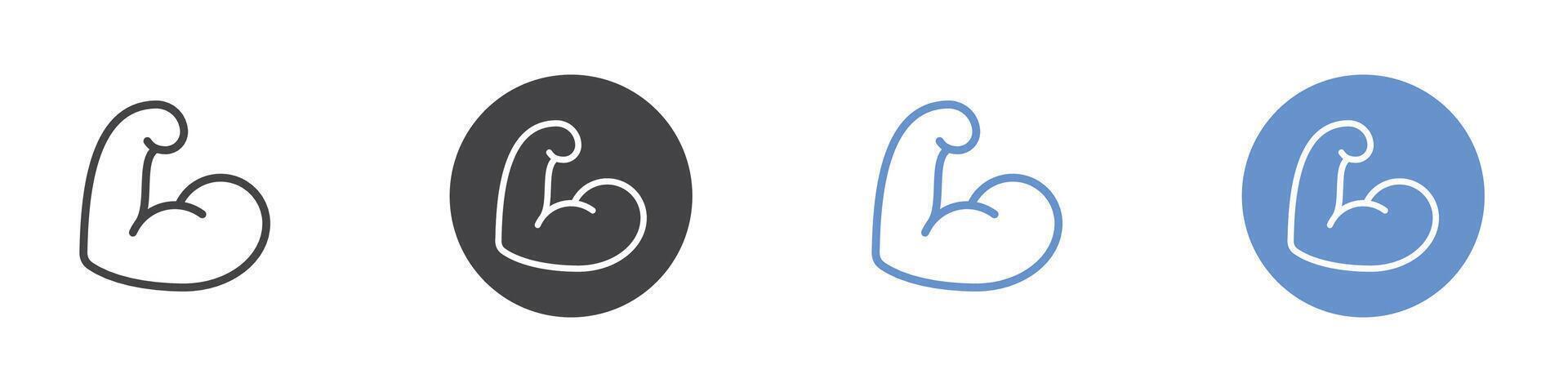 Arm icon Flat set in black and white color vector